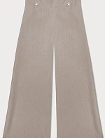 Dámske elegantné široké nohavice tmavobéžovej farby (33575)
