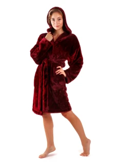 Dámsky župan Lilly extra s kapucňou 3/4 jedna veľkosť 3320 bordová - Vestis