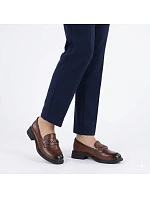 Dámské kožené polobotky hnědé model 22060128 - VINCEZA Dámské kožené polobotky hnědé model 22060128 - VINCEZA