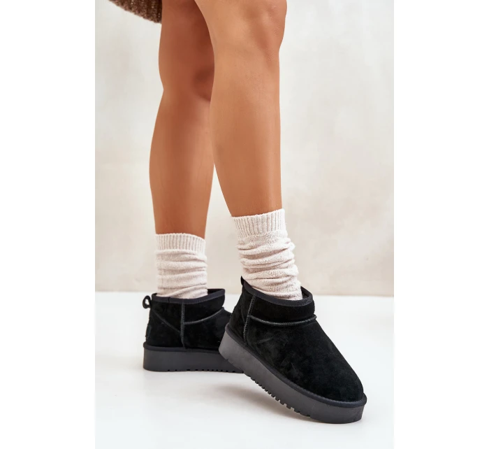 Dámské semišové sněhule na platformě černé model 21670434 - Boto