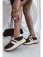 Semišové tenisky na masivní platformě model 22031726 Čokoládové - D&A