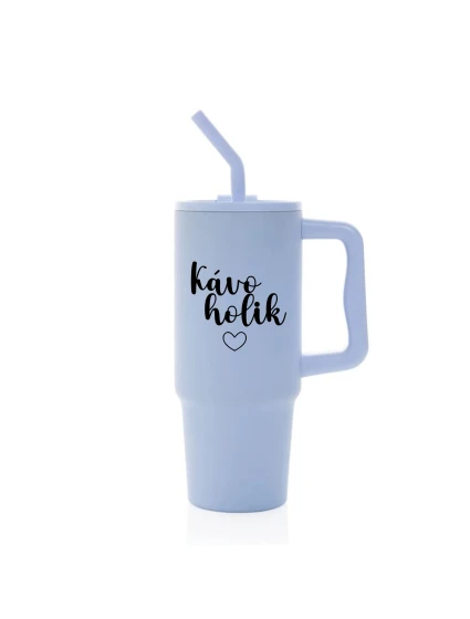 KÁVOHOLIK - světle modrý cestovní termohrnek 900 ml