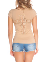 Trendy KouCla Shirt with Cross-Print and Lace