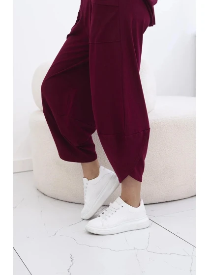 Bavlněný komplet halenka a kalhoty model 21770358 bordó - Kesi