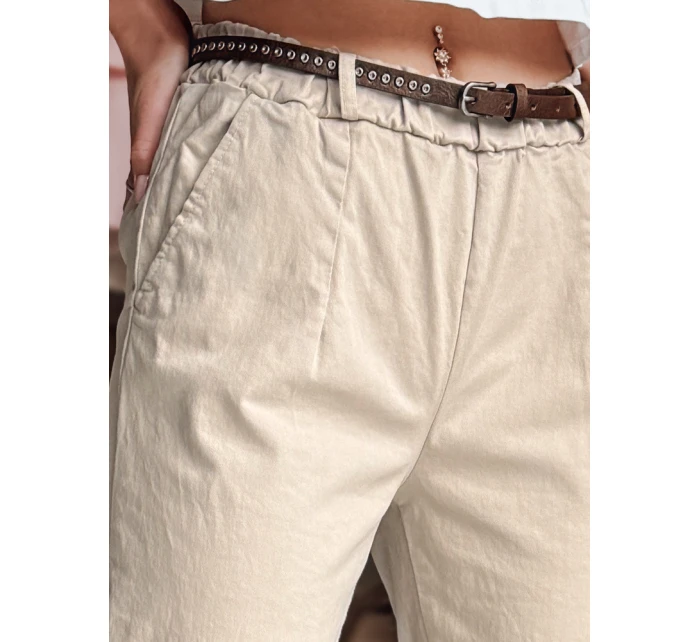 Dámské kalhoty chinos s páskem light beige Dstreet model 21986508 - FashionStreet