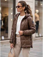 Kurtka damska przejściowa pikowana z kapturem brązowa model 22342176 - FashionStreet