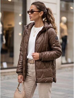 Kurtka damska przejściowa pikowana z kapturem brązowa model 22342176 - FashionStreet