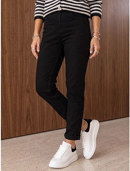 Džíny dámské mom fit s vysokým pasem černé FashionStreet UY3243 Džíny dámské mom fit s vysokým pasem černé FashionStreet UY3243