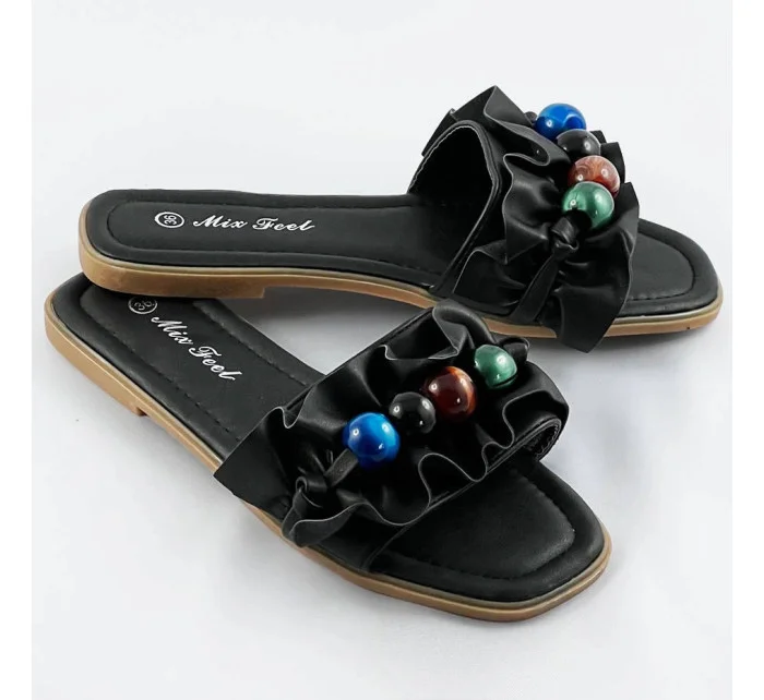 Černé dámské pantofle s podrážkou model 17356925 - Mix Feel