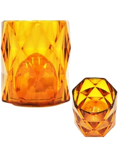 MINI DEKORATÍVNA LAMPA 6 CM JANTÁROVÁ TEPLÁ BIELA 1 LED