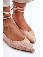 Wiązane Damskie Baleriny Zdobione Ćwiekami Beżowe Jange Wiązane Damskie Baleriny Zdobione Ćwiekami Beżowe Jange