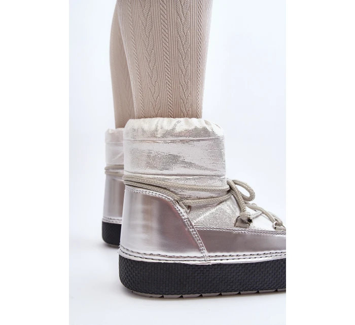 Damskie Śniegowce Z Wiązaniem Srebrne Toolsa Damskie Śniegowce Z Wiązaniem Srebrne Toolsa