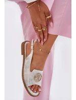 Dámské Sandály Na Plochém Podpatku S Ozdobou model 21698213 Stříbrné - S.Barski