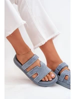 Dámské pantofle se zdobením na platformě modré model 21703959 - Boto