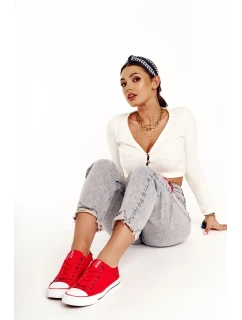 Damskie Klasyczne Niskie Trampki Big Star DD274339 Czerwone