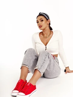 Damskie Klasyczne Niskie Trampki Big Star DD274339 Czerwone