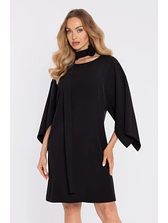 model 22040591 Šaty s ozdobnými širokými rukávy černé - Moe