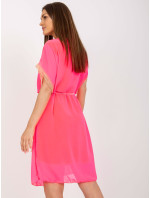 Fluo ružové splývavé šaty jednej veľkosti s podšívkou