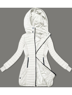 Dámska bunda v ecru farbe s kapucňou pre prechodné obdobie (2M-017)