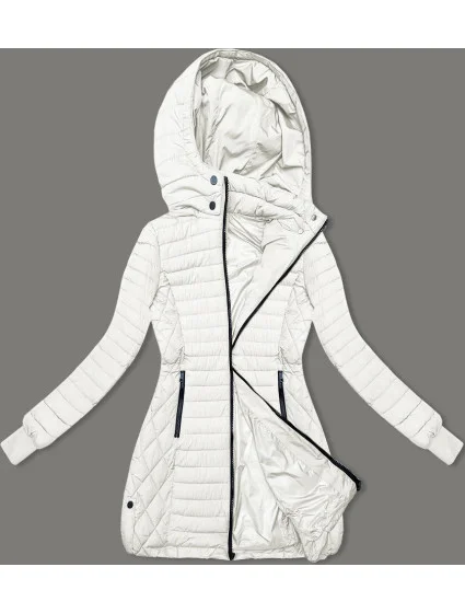 Dámská bunda v ecru barvě s kapucí pro přechodné období model 18910693 - LHD