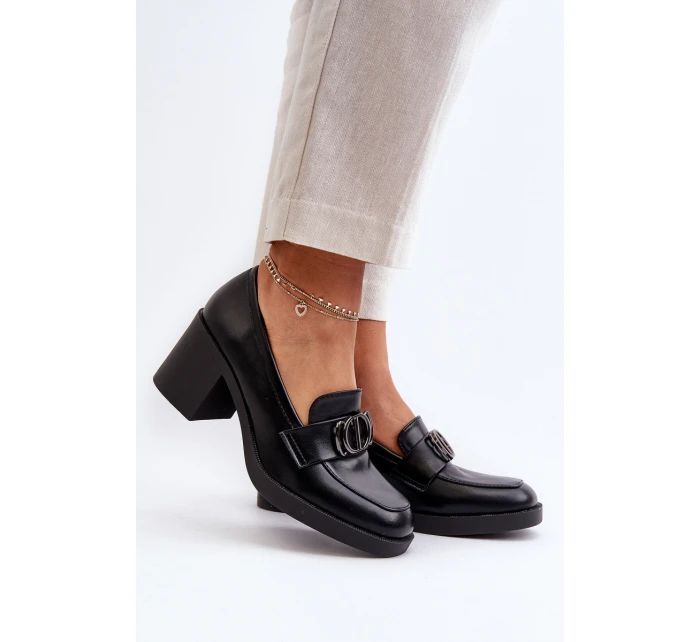 Dámské lodičky na podpatku s ozdobou černé model 21655254 - Boto