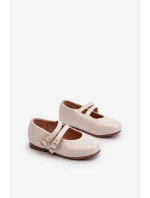 Lakierowane Balerinki Dziecięce Z Paseczkami Beżowe Margenis