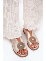 Lesklé Dámské Sandály S Dekorativním Detalem model 21691490 Zlaté - S.Barski