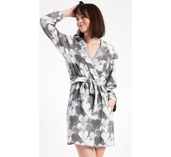 Dámsky krátky župan s kapucňou Heart