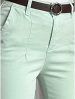 Dámske bavlnené nohavice slim fit s opaskom TAIRONIK mint FashionStreet UY2541 Dámske bavlnené nohavice slim fit s opaskom TAIRONIK mint FashionStreet UY2541