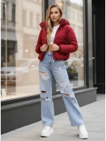 Dámská krátká zimní prošívaná bunda bordó Dstreet model 21994191 - FashionStreet