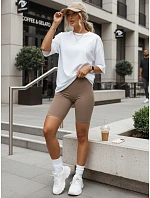 Spodenki damskie z wysokim stanem beżowe model 22216005 - FashionStreet Spodenki damskie z wysokim stanem beżowe model 22216005 - FashionStreet