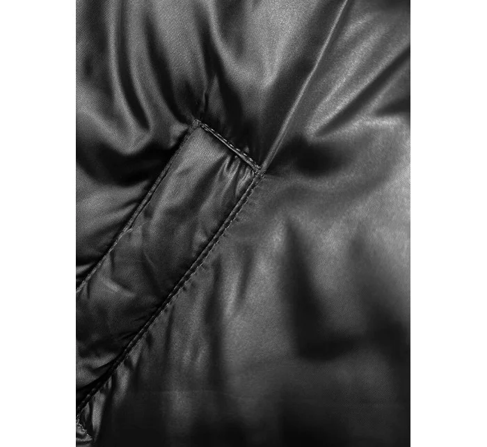 Čierna krátka páperová zimná bunda (B8193-1)