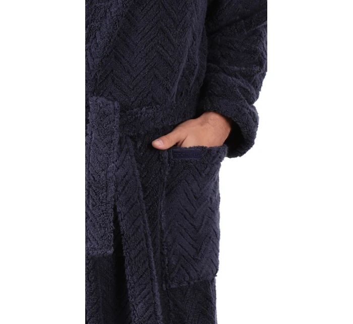 pánský župan Athena s kapucí tmavě modrá