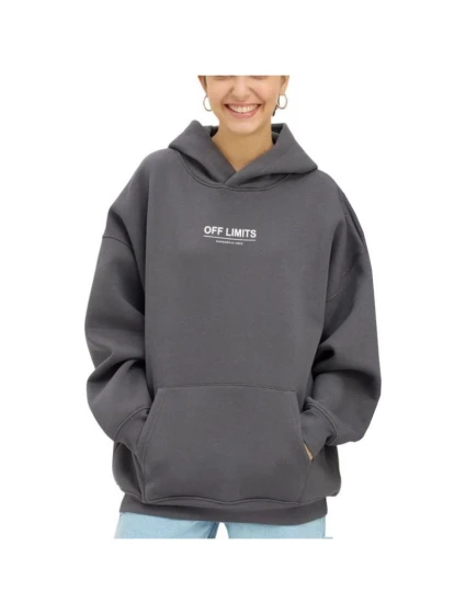 unisex mikina s kapucí šedá model 21467618