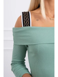 Šaty so širokými ramienkami tmavo mätové