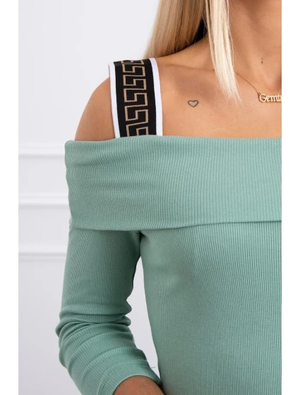 Šaty so širokými ramienkami tmavo mätové