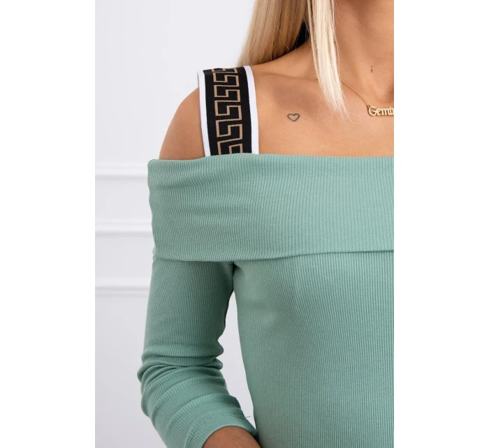 Šaty so širokými ramienkami tmavo mätové