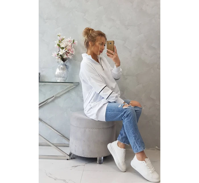 Mikina so zipsom a vreckami biela