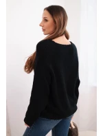 Dámský svetr z měkké pleteniny s V výstřihem černý