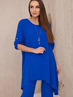 Súprava blúzka + nohavice s príveskom chrpová modrá