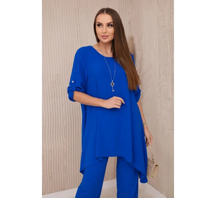 Súprava blúzka + nohavice s príveskom chrpová modrá