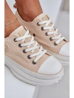 Damskie Trampki Na Masywnej Podeszwie Big Star NN274127 Beżowe Damskie Trampki Na Masywnej Podeszwie Big Star NN274127 Beżowe