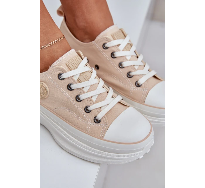 Damskie Trampki Na Masywnej Podeszwie Big Star NN274127 Beżowe Damskie Trampki Na Masywnej Podeszwie Big Star NN274127 Beżowe