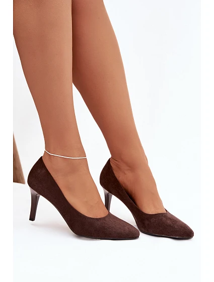 Eko semišové lodičky model 21821736 čokoládové - SERGIO LEONE