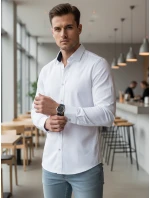 Pánska elegantná hladká biela košeľa SLIM FIT FashionStreet DX2618