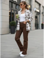 Dámské džíny s vysokým pasem a širokými nohavicemi hnědé Dstreet model 21996087 - FashionStreet