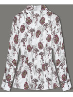 Košeľa v ecru farbe s dlhými rukávmi a so vzorom plameniakov (AWY0168)