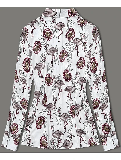 Košile v ecru barvě s dlouhými rukávy a se vzorem model 18587757 - Forget me not FASHION Košile v ecru barvě s dlouhými rukávy a se vzorem model 18587757 - Forget me not FASHION