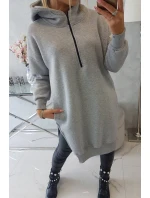 Zateplená mikina s bočnými rázporkami šedá