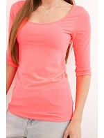 Halenka s kulatým výstřihem neonově růžová Halenka s kulatým výstřihem neonově růžová